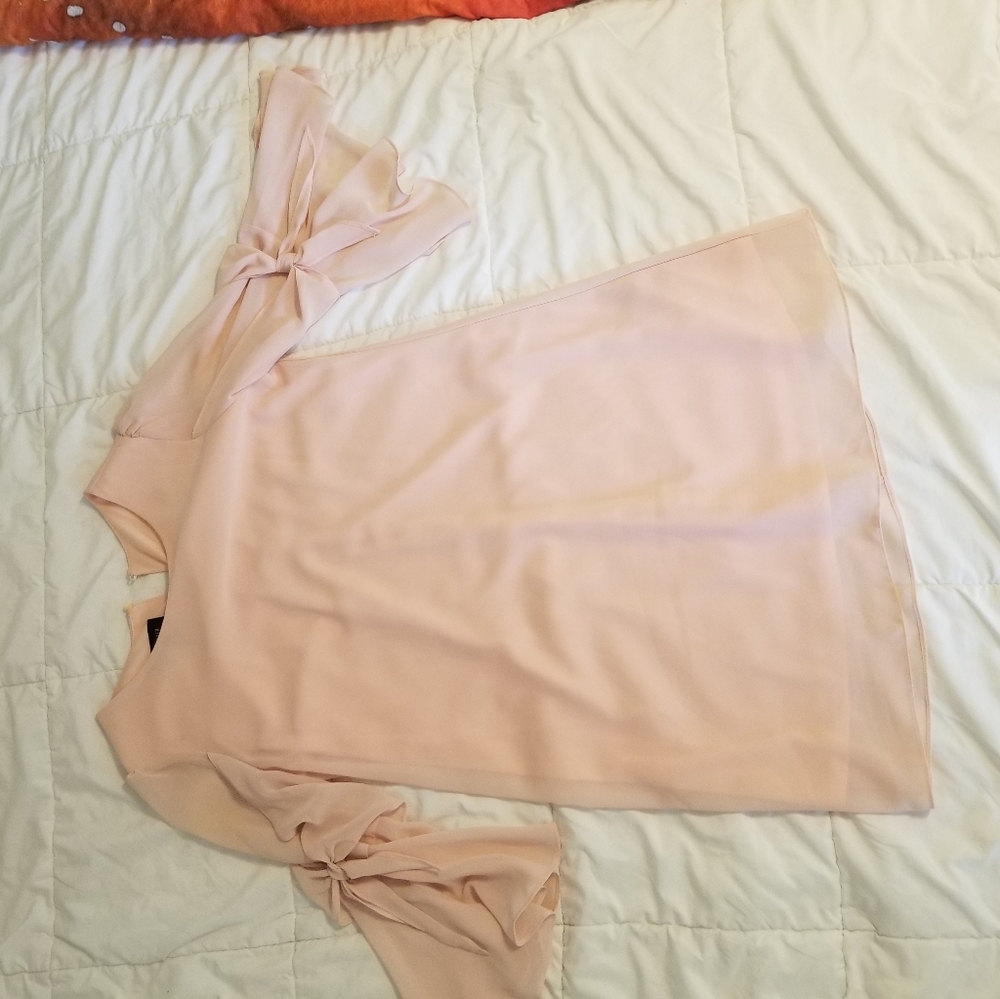 Peach sheer sleeved shift dress